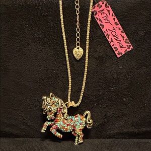 Betsey Johnson Multicolor Unicorn Pendant Necklace